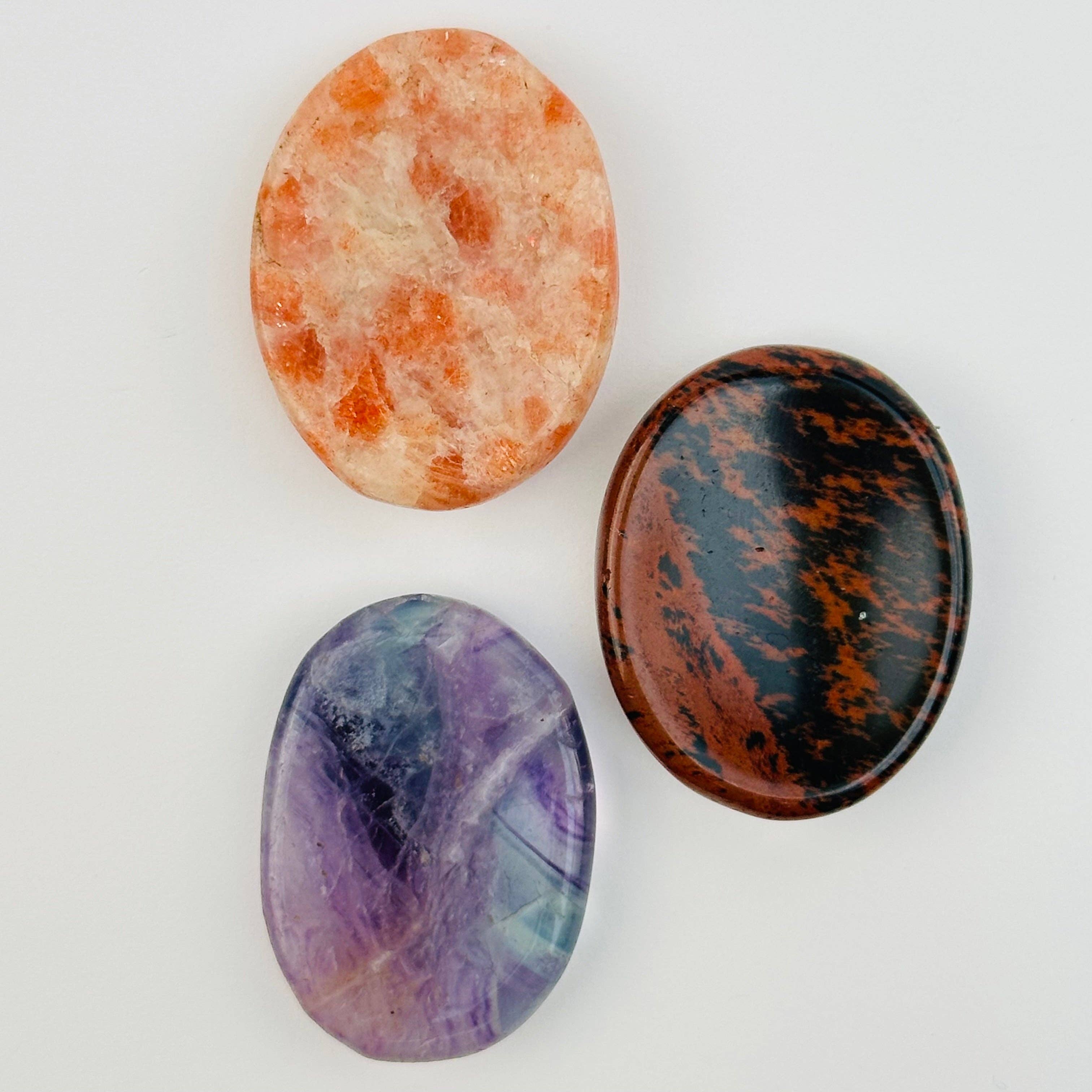 Gemstone Worry Stone - Finger Massage Stone Crystal Palm Stones: Black Obsidian / 1pc