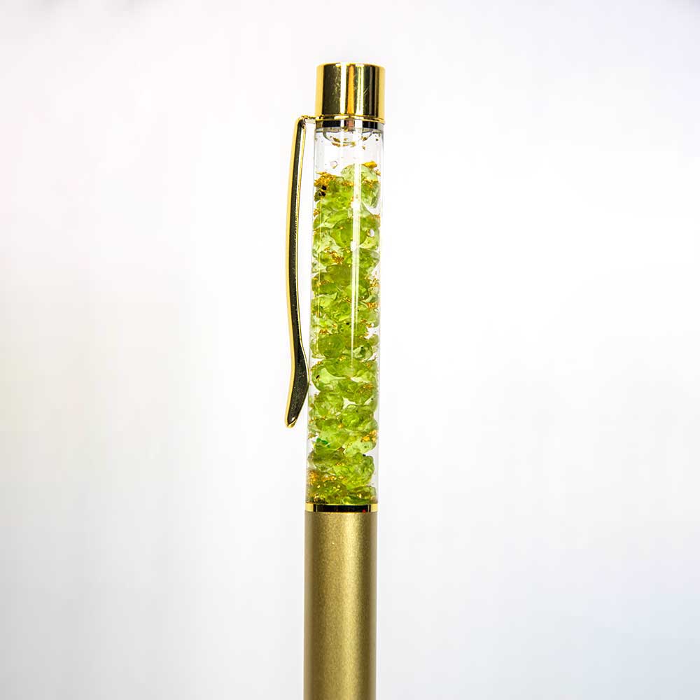 Gemstone Pen Ass't w/ 23K Pure Gold Flakes Display of 36: Gold Flakes