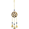 Brass Bell Chime - Pentacle w/ Evil Eye Beads (Each)