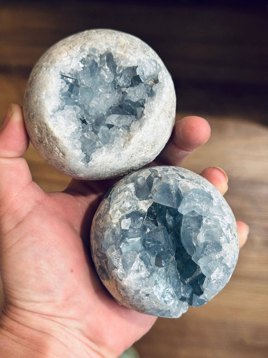 Ethically Sourced CELESTITE Crystal Spheres: 200-299 grams