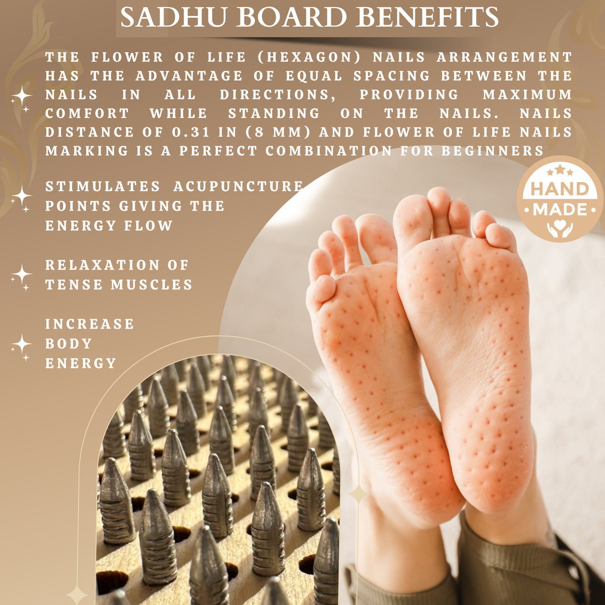 Sadhu Board with Aluminum Nails for Beginners – 8mm (0.31 in) | Tengry