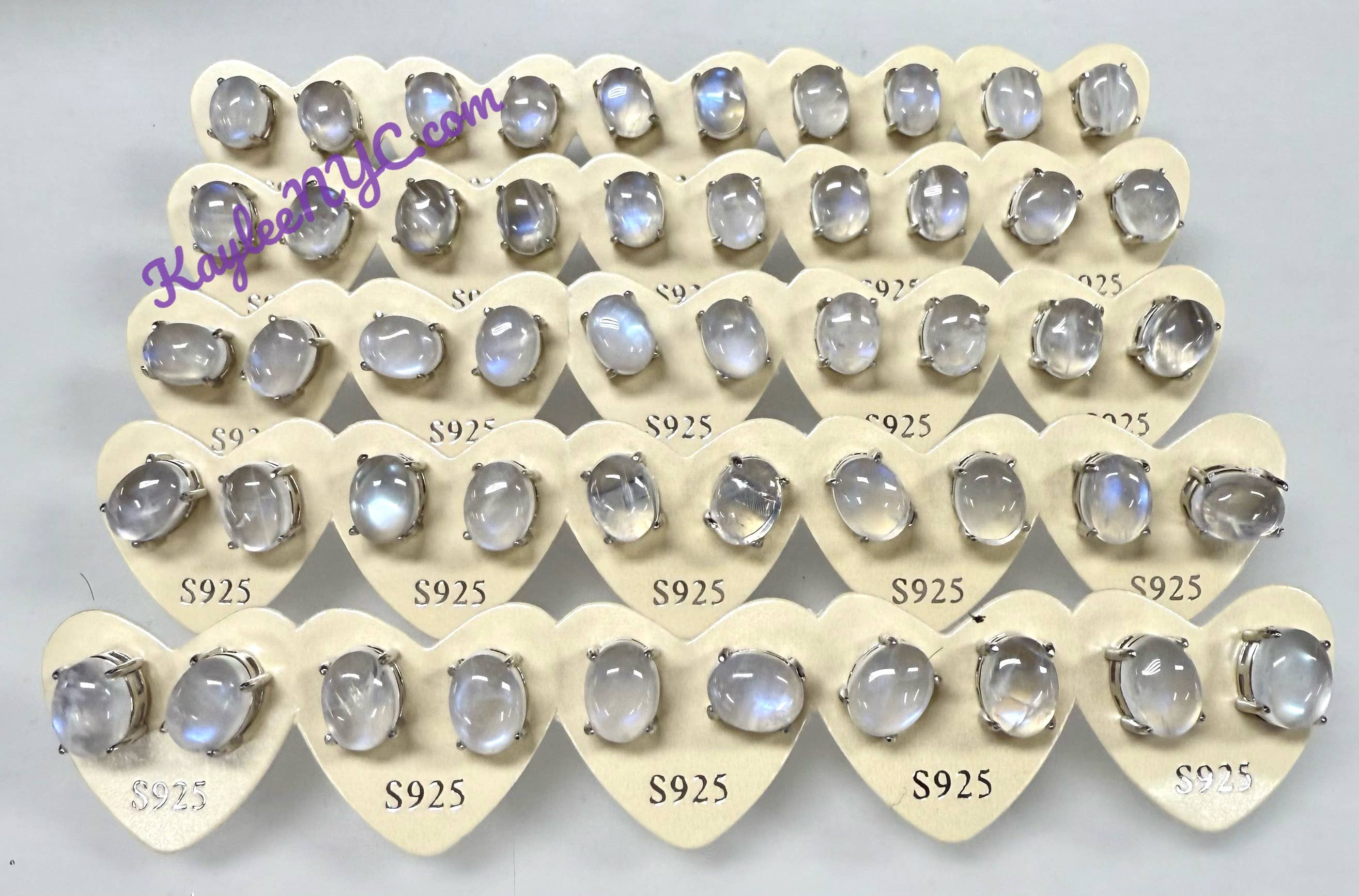 Natural Moonstone Stud Earring 7x9mm