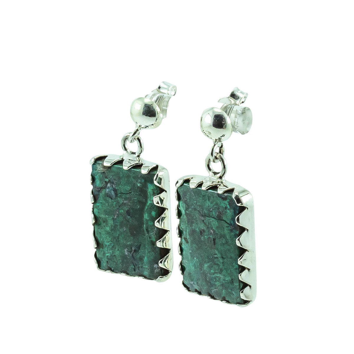 Chrysocolla Earrings Sterling Silver Dangling Statement