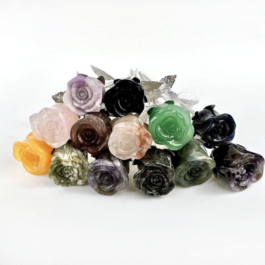 Crystal Rose - Carved Stone -: Yooperlite / Gold