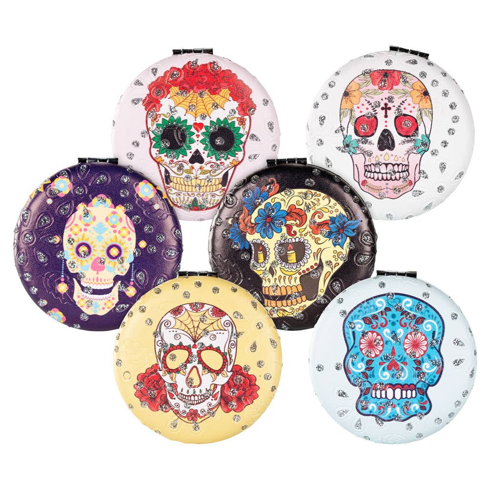 COMPACT SKULL MIRROR - ASSORTED COLORS