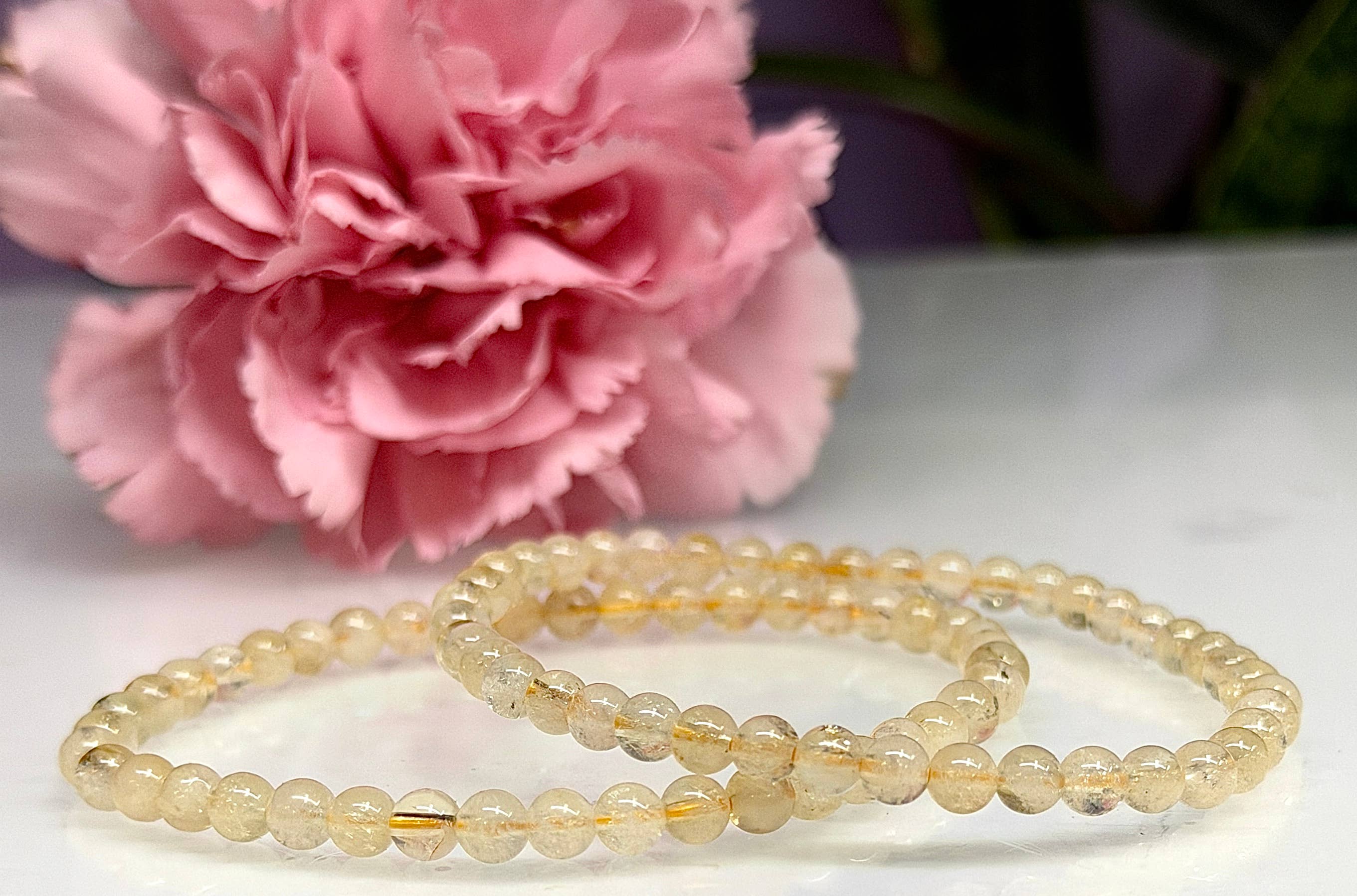 Citrine 4mm 7.5” Crystal Healing Stretch Bracelets 