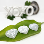 Selenite Engraved "Love"  Crystal Heart