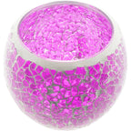 Glass Mosaic Votive Holder Round w/ LED T-Light - Pink