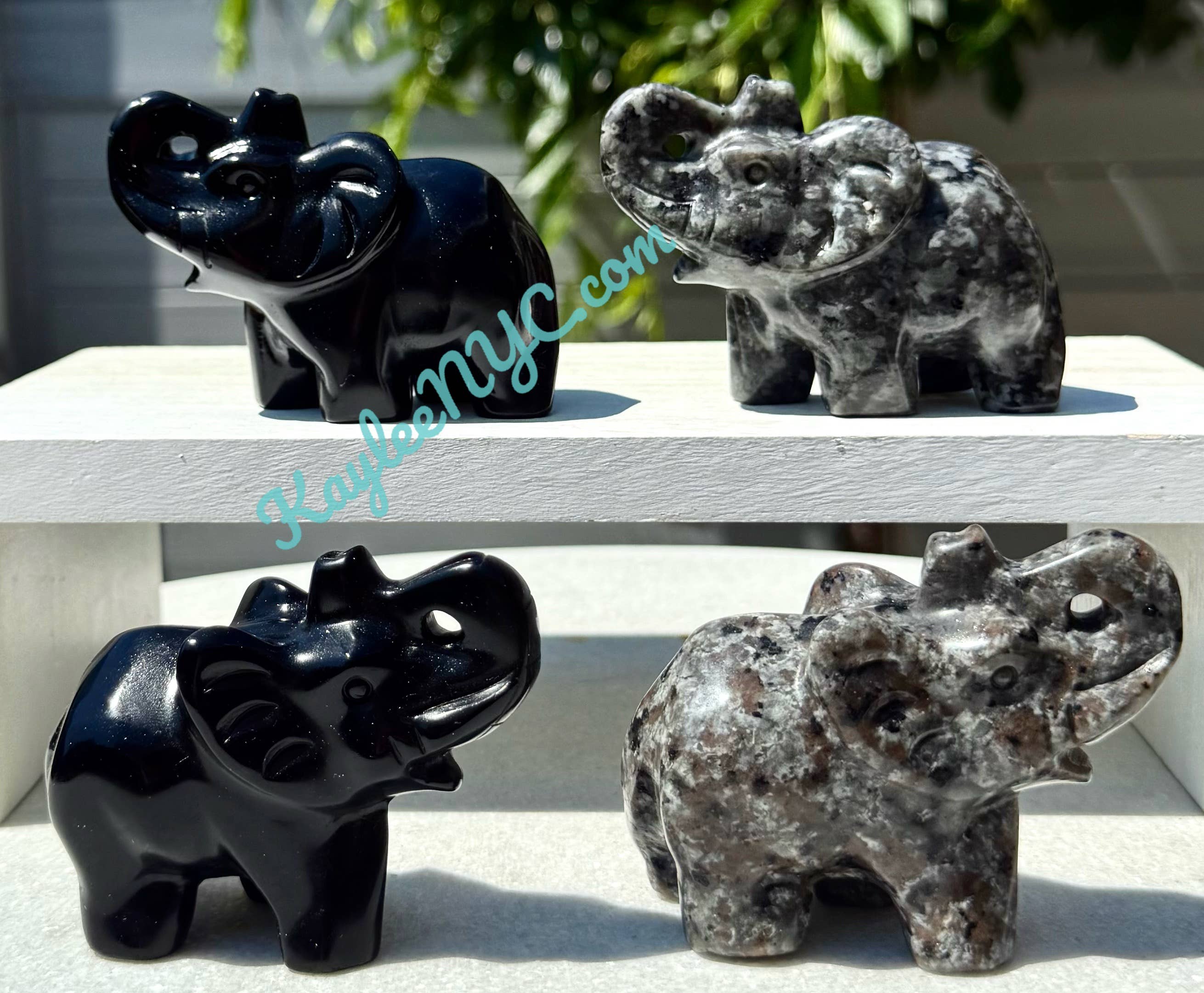 8.5 cm Natural Black Obsidian Yooperlite Elephants Healing