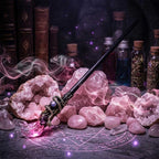 Magic Wand w/ Gift Box - Rose Quartz Moon & Snake (Each): Rose quartz
