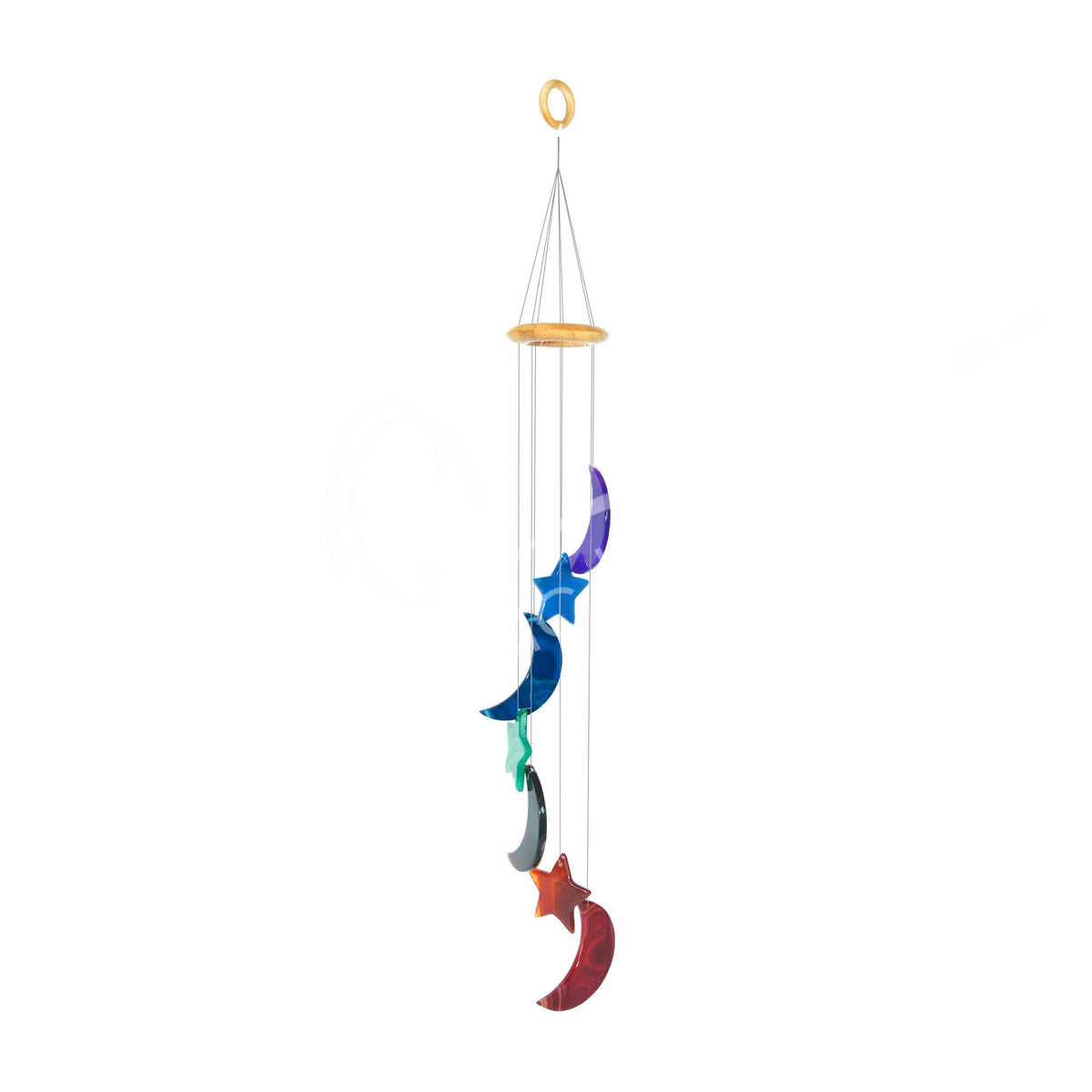 WIND CHIME/MOBILE - AGATE CHAKRA STARS & MOONS 27"