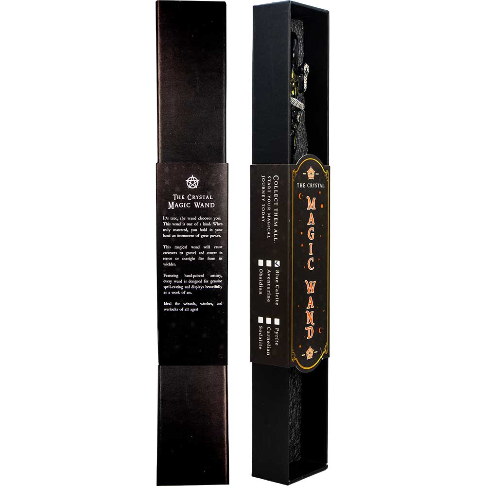 Magic Wand w/ Gift Box - Black Obsidian Moon & Snake (Each): Black obsidian