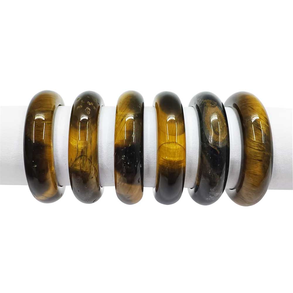 Gemstone Rounded Tiger Eye Band Ring 8 / Tiger Eye