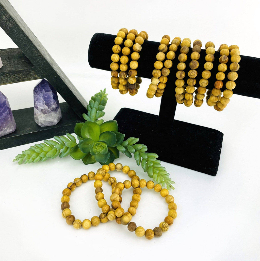 Crystal Palo Santo Round Bead Bracelets  8mm Beads