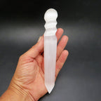 Crystal Selenite Massage Wand -Spiral Twist (RK5-48): 1 piece