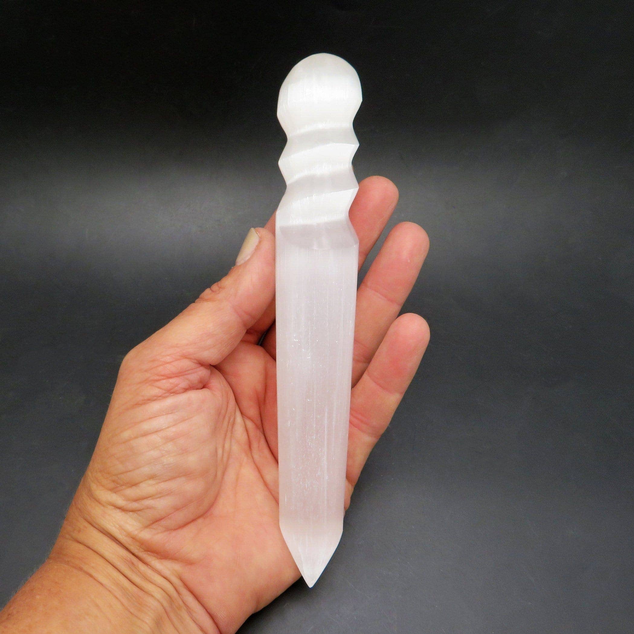 Crystal Selenite Massage Wand -Spiral Twist (RK5-48): 1 piece