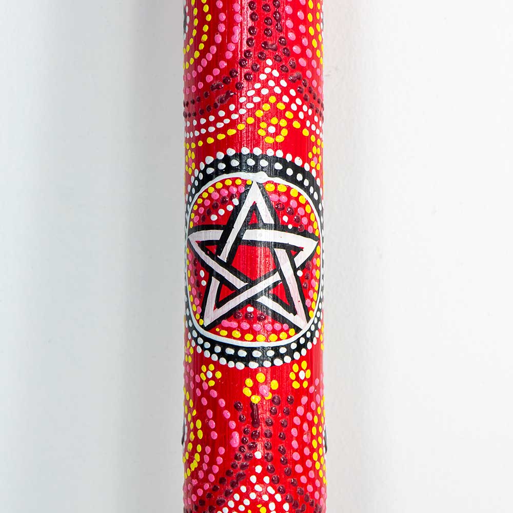 Bamboo Painted Rainstick - Red w/ Pentacle - Large (Each): Pentacle