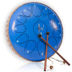 12-Inch Steel Tongue Drum - 13 Notes - Rain Drum: Blue