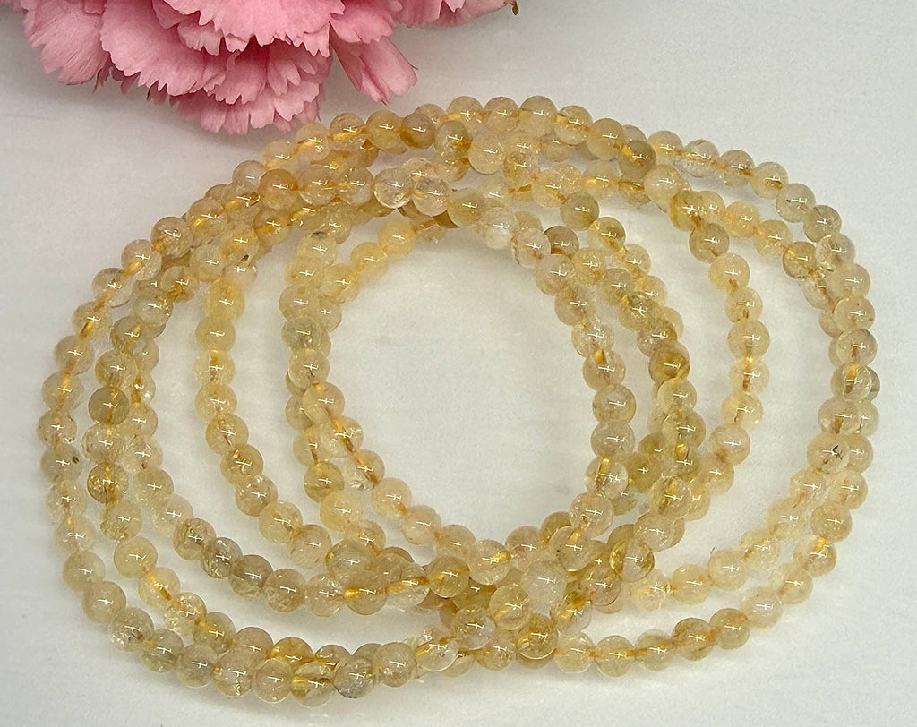 Citrine 4mm 7.5” Crystal Healing Stretch Bracelets 