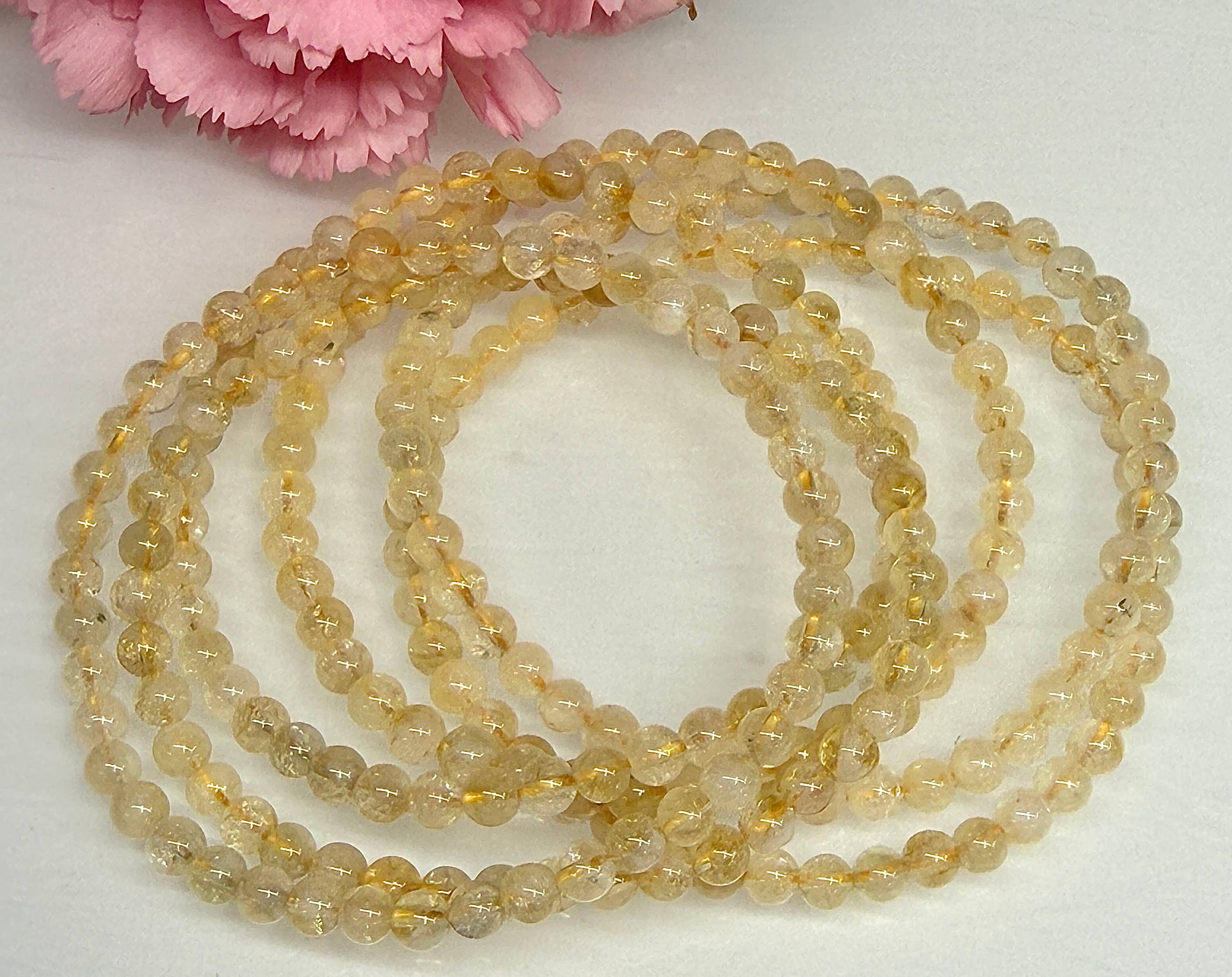 Citrine 4mm 7.5” Crystal Healing Stretch Bracelets 