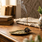 Polyresin Incense Holder - Lotus & Leaf (Each): Lotus & Leaf