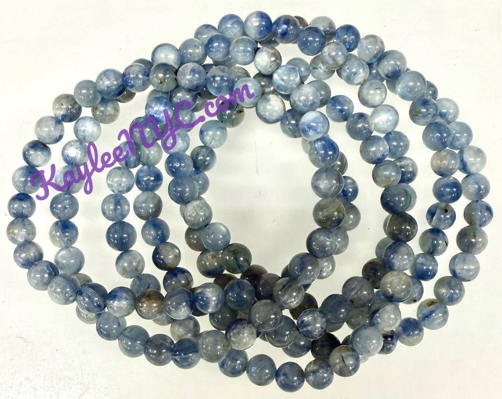 Natural Blue Kyanite 6mm Crystal Healing Stretch Bracelet