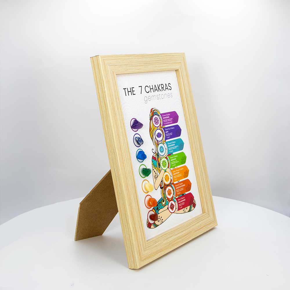 Wood Picture Frame Gemstone 7 Chakras (Each): Chakras