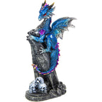 Polyresin Dragon Figurine - On Rocks w/ Skulls (Set of 4)