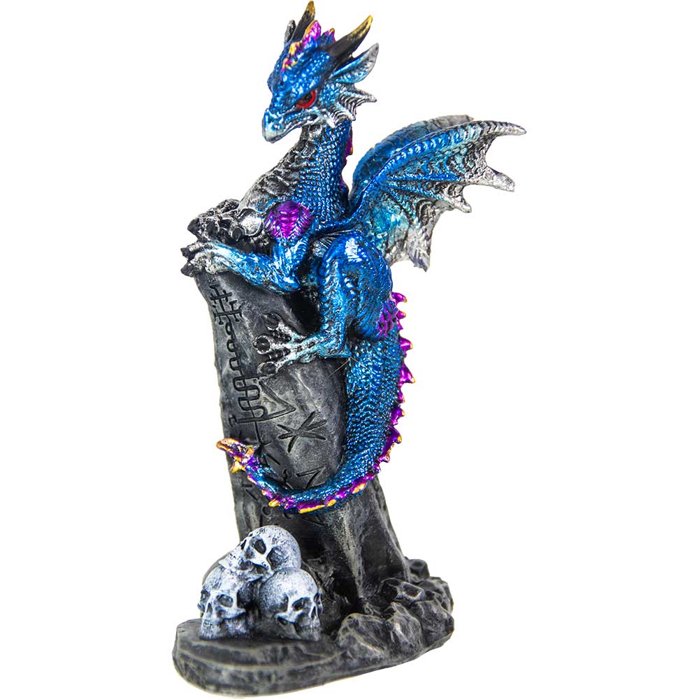 Polyresin Dragon Figurine - On Rocks w/ Skulls (Set of 4)