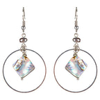 ABALONE SHELL HEMATITE BEADED EARRINGS