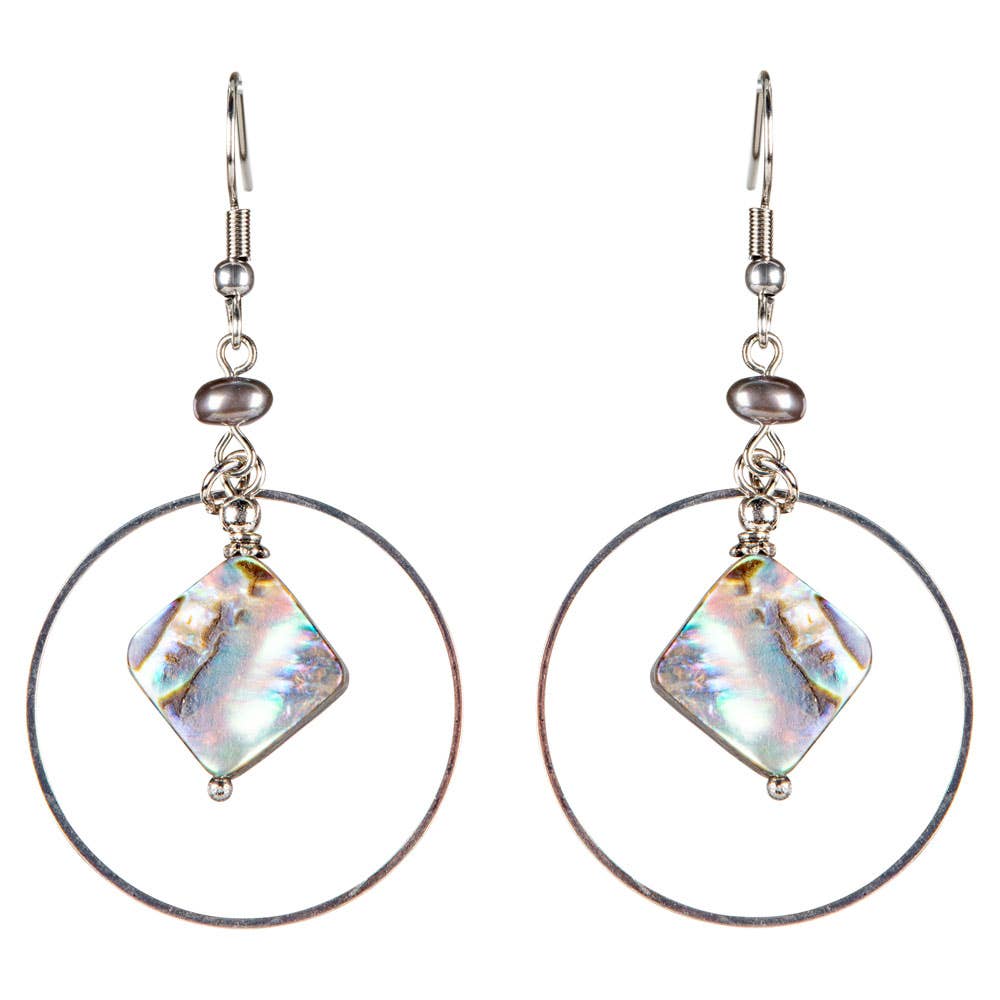 ABALONE SHELL HEMATITE BEADED EARRINGS