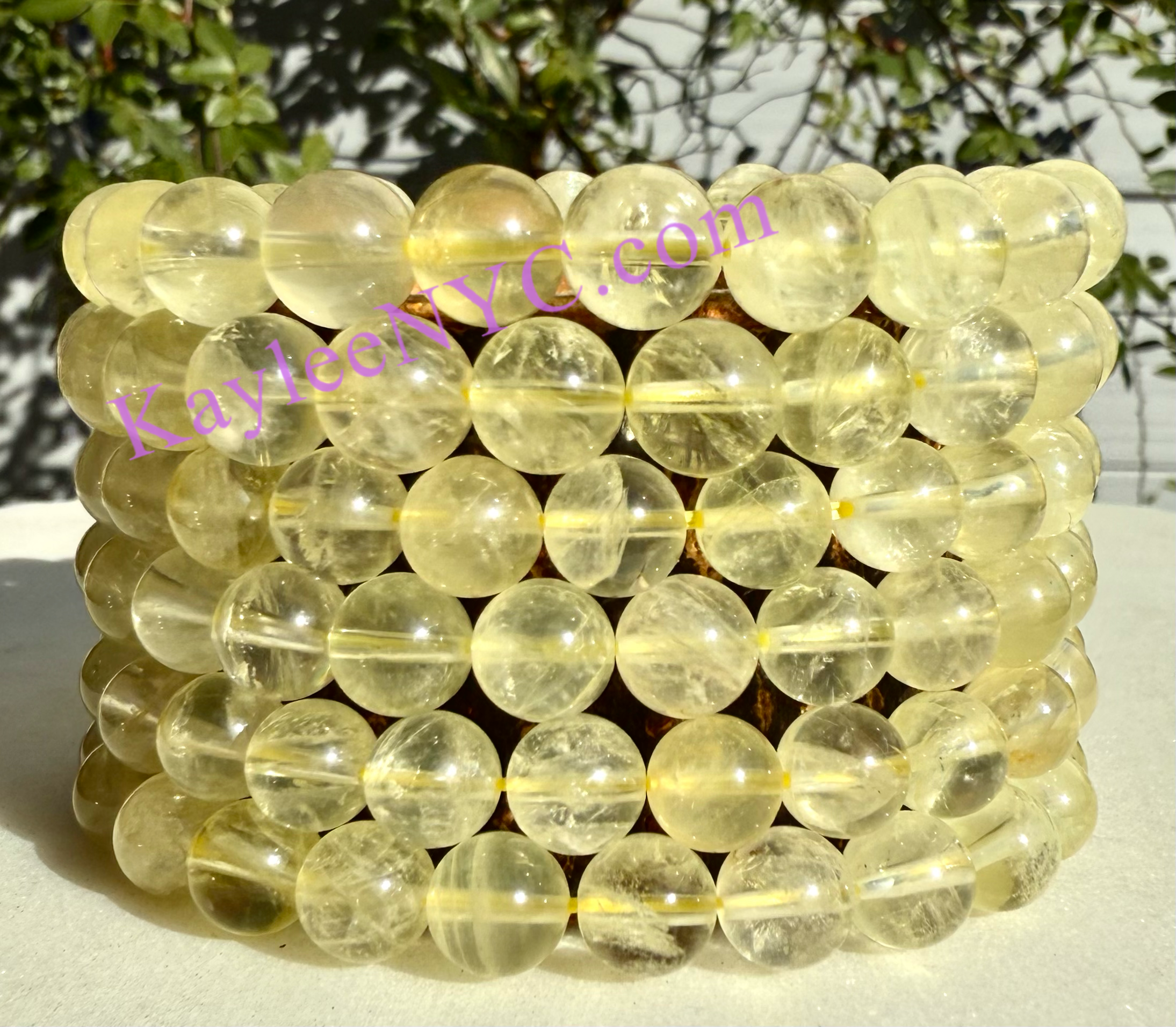 8mm Natural Lemon Quartz Crystal Healing Stretch Bracelet