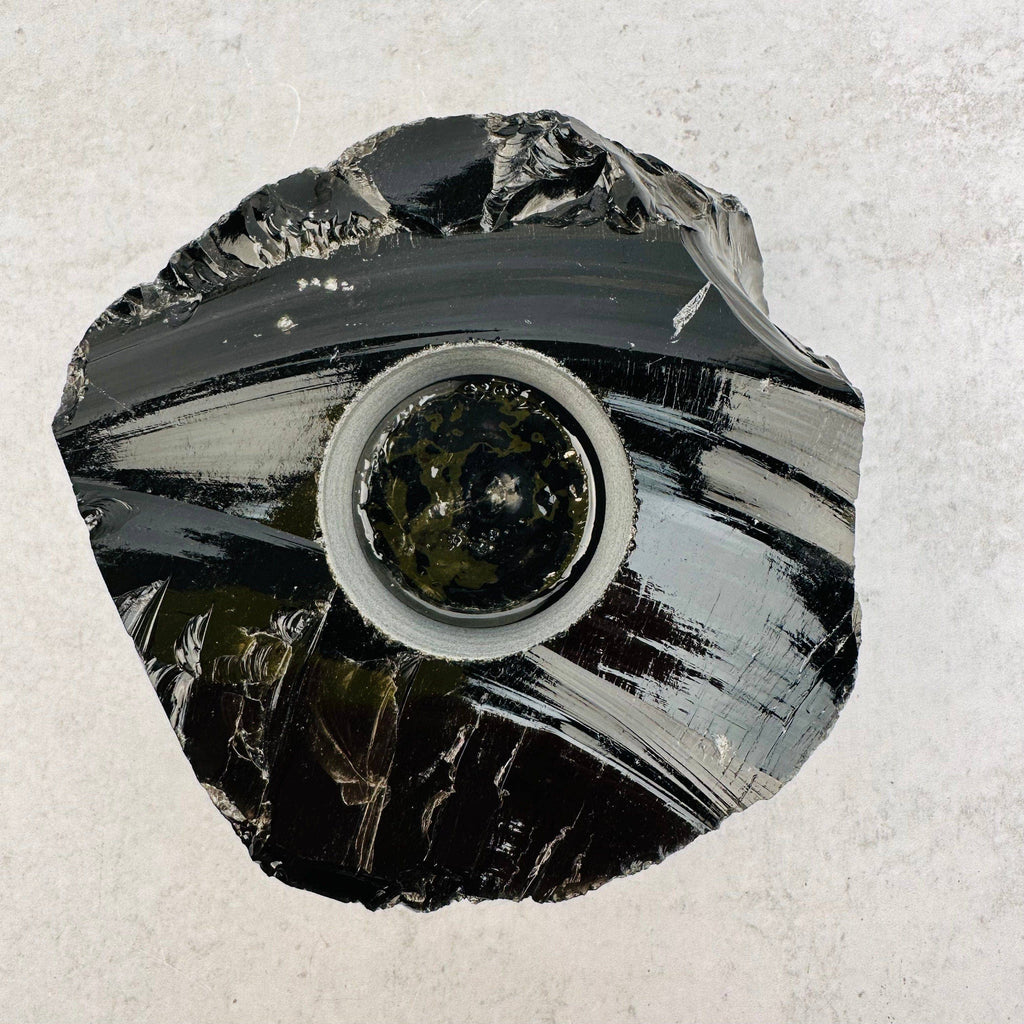 Crystal Obsidian Votive Tea Light Candle Holder