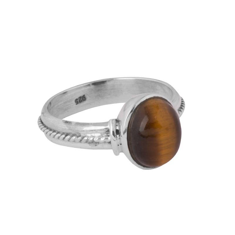 Tiger Eye Oval Cord On Ring: Size 6