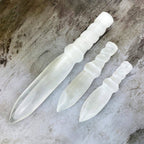 Hand Carved Crystal Selenite Knife with Twisted Handle: 40cm
