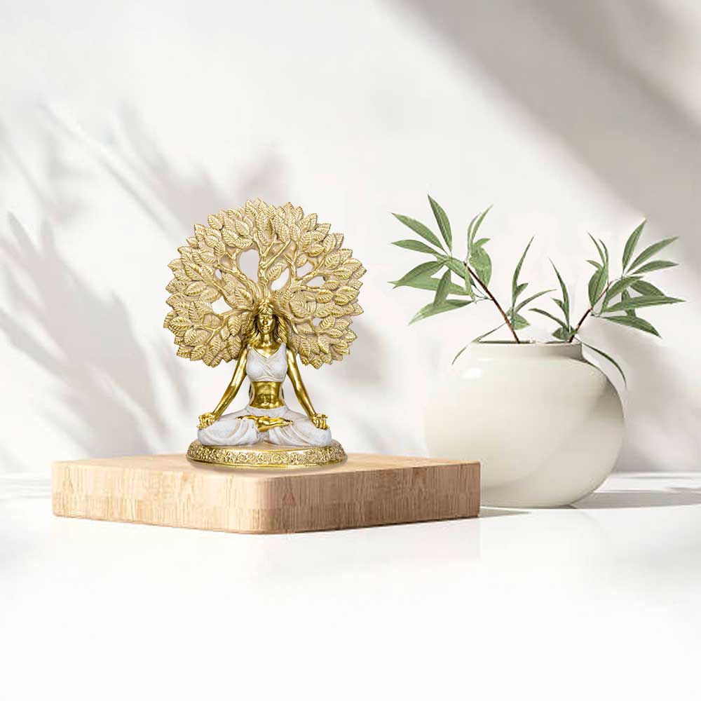 Polyresin Statue Yoga Lady w/Tree of Life (Each): Yoga Lady with Tree of Life