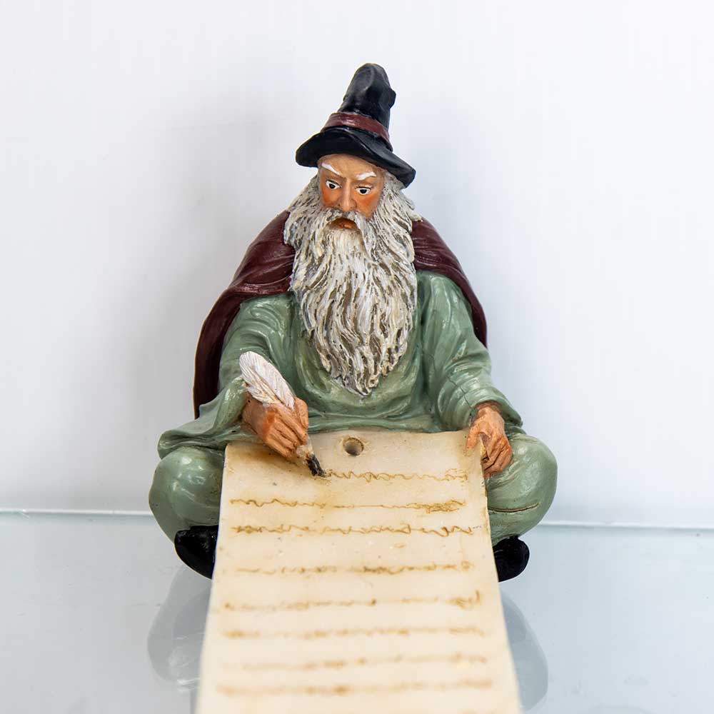 Polyresin Incense Holder - Wizard w/ Magic Scroll (Each): Wizard