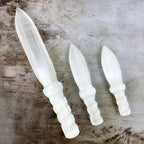 Hand Carved Crystal Selenite Knife with Twisted Handle: 40cm
