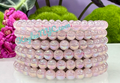 Aura Rose Quartz 6mm 7.5” Crystal Healing Stretch Bracelet