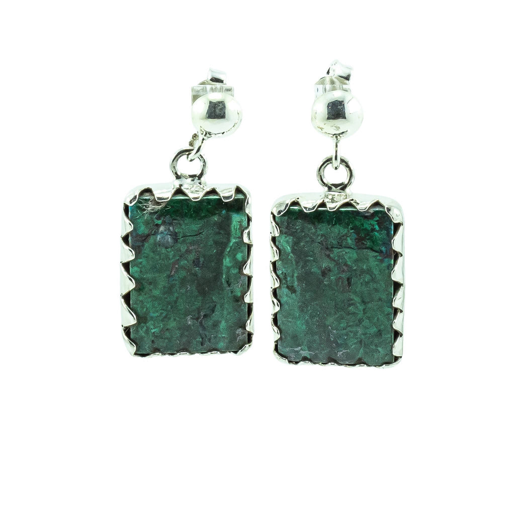 Chrysocolla Earrings Sterling Silver Dangling Statement