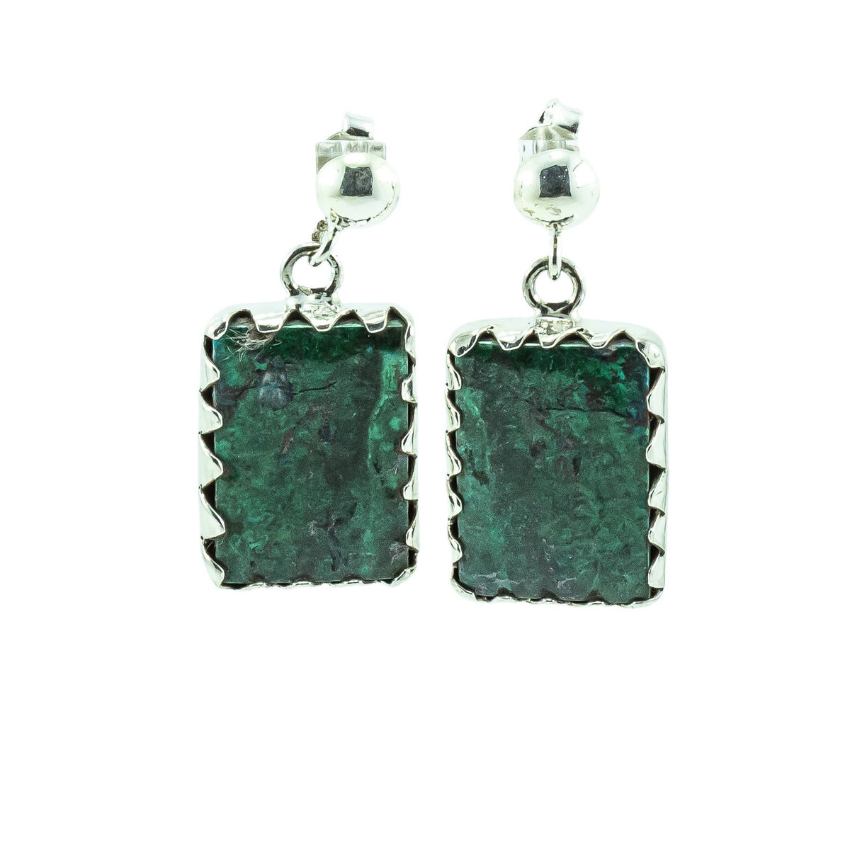 Chrysocolla Earrings Sterling Silver Dangling Statement