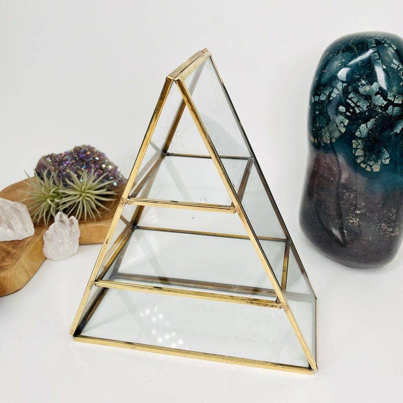 Crystal Display Shelf Brass and Glass Alter Display
