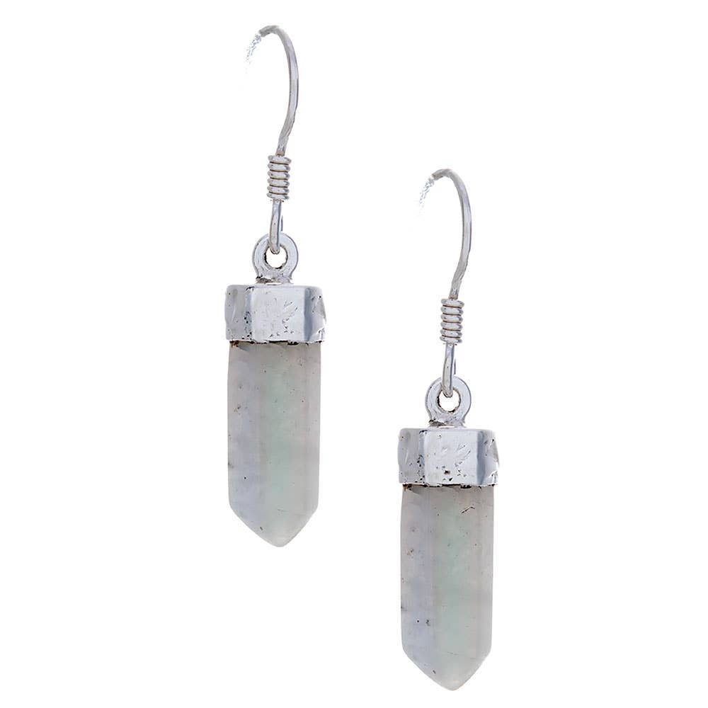Rainbow Moonstone Small Pencil Earrings 22-35mm H: Sterling Silver