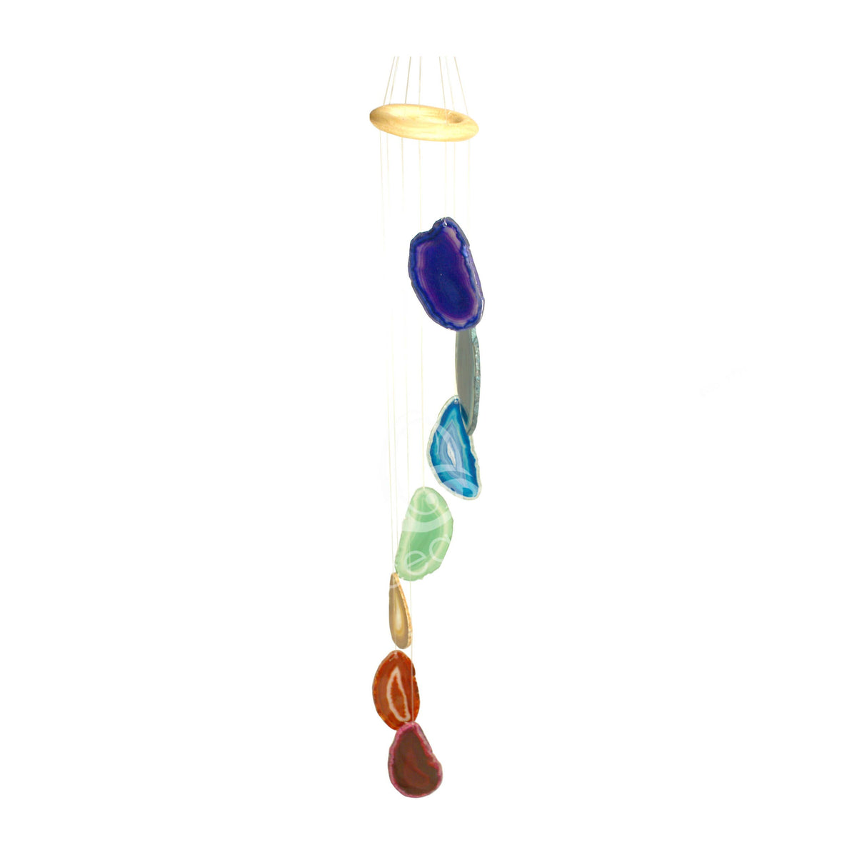 WIND CHIME/MOBILE - AGATE CHAKRA SLICES 27" (PC)