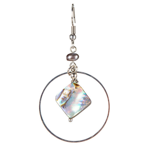 ABALONE SHELL HEMATITE BEADED EARRINGS