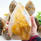 Golden Healer Quartz Crystal Flame Point Cut Base - You Choose #1: 4