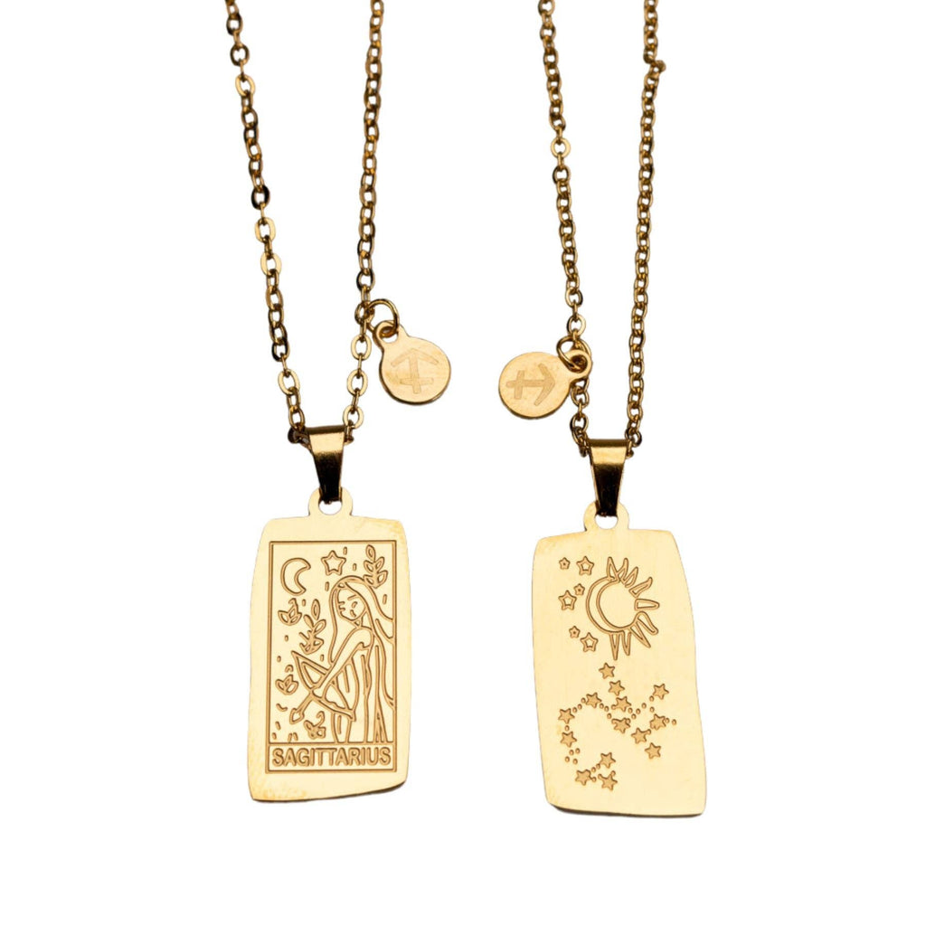 Zodiac Tarot Card & Astrology Necklace: Gold Plated / Leo