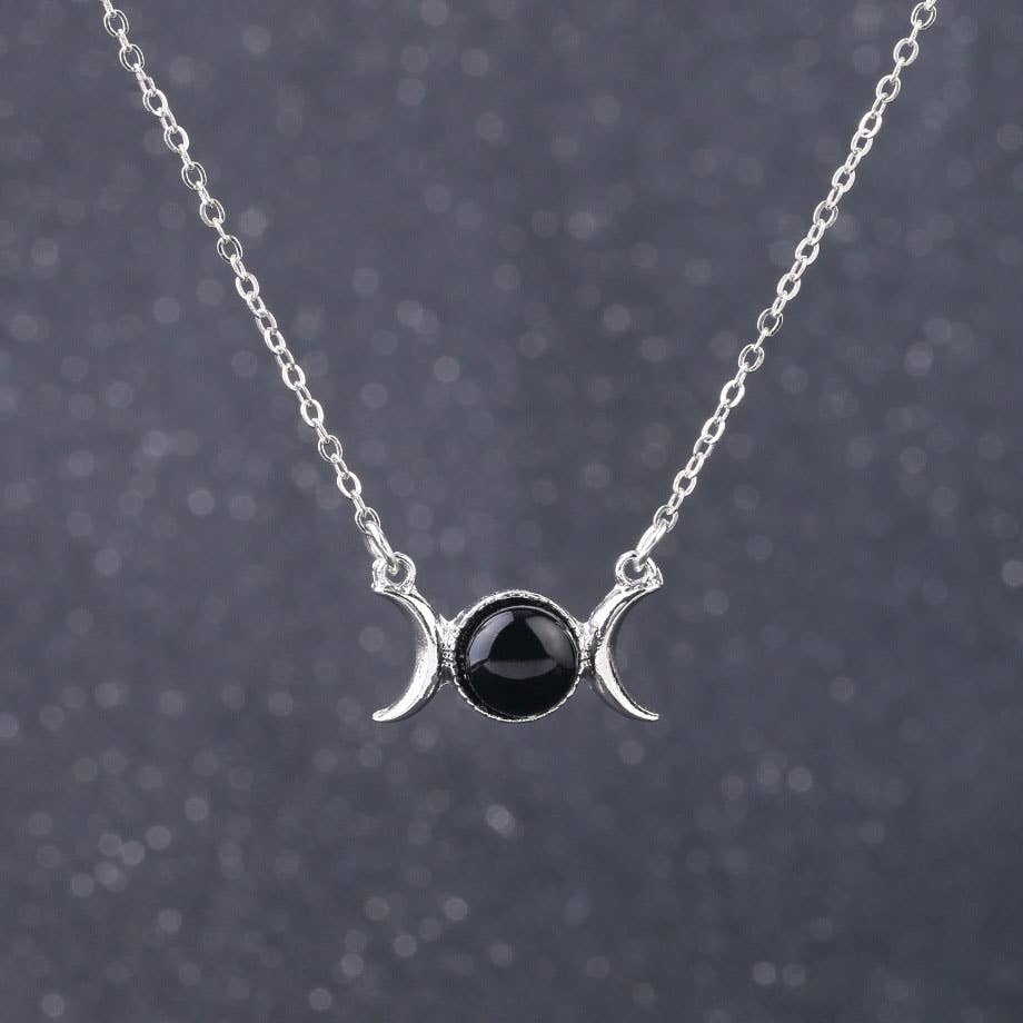 Black Onyx Triple Moon Necklace