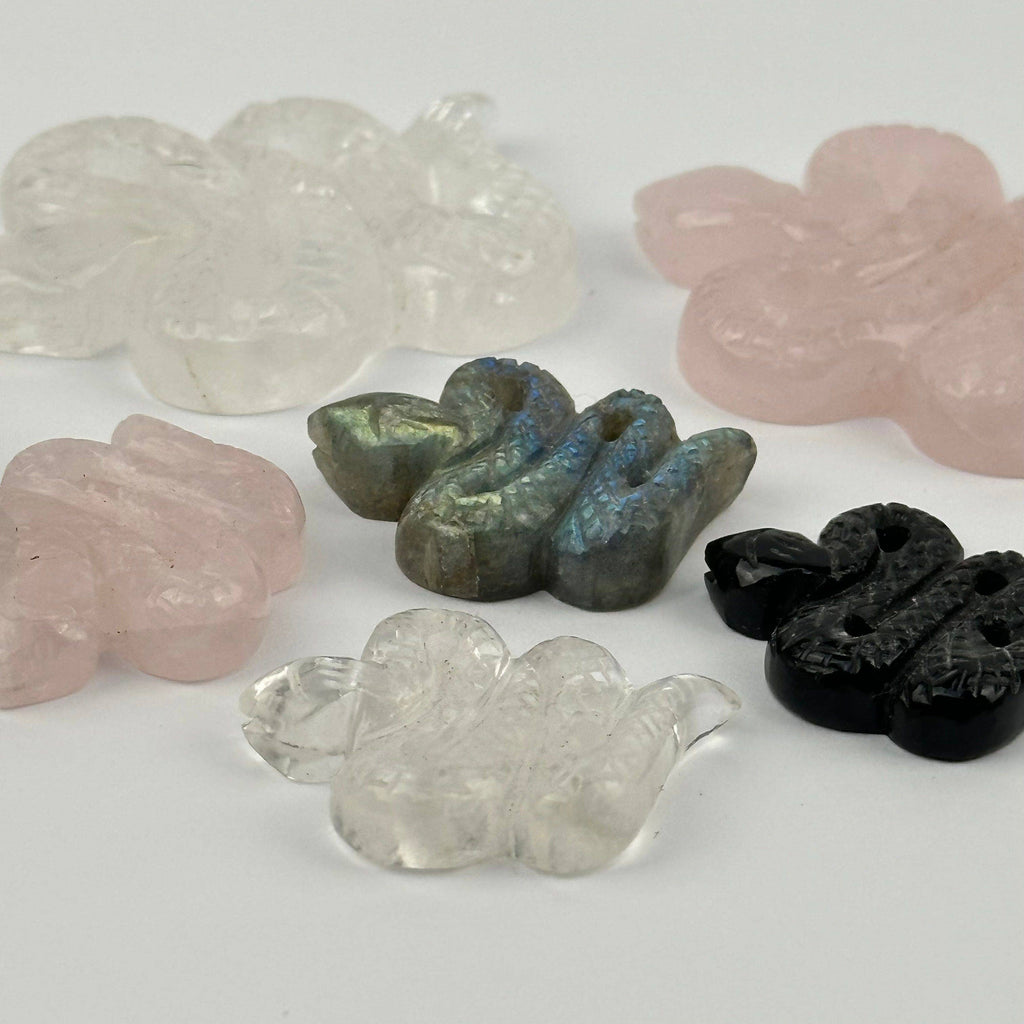 Carved Crystal Snake Gemstones Limited Stock: Rose Quartz / Large