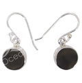 STERLING SILVER - EARRINGS NATURAL SHUNGITE 25-30 MM L